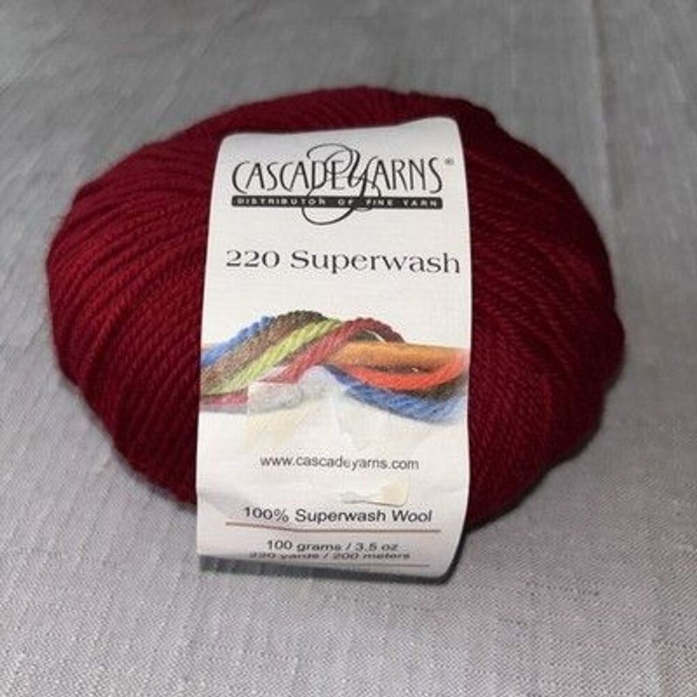 Cascade Yarn 220 Superwash 100% Wool Ruby Red 200 yds 3.5 oz Made In Peru